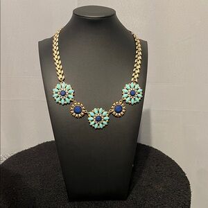 Elegant Gold and Blue Statement Necklace